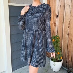 Free People Navy Chiffon Nouveau Butterfly Dress